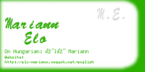 mariann elo business card